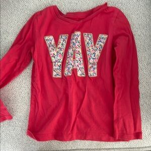 Carter's Red Long Sleeve Tee with Patterned Print